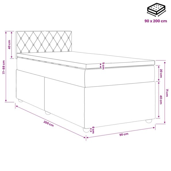 vidaXL Posteľ boxspring s matracom Modrá 90 x 200 cm Zamat – Obrázok 11