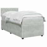 vidaXL Posteľ boxspring s matracom Svetlosivá 100 x 200 cm Zamat – Obrázok 2