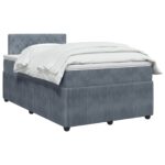 vidaXL Posteľ boxspring s matracom Tmavosivá 120 x 190 cm Zamat – Obrázok 2
