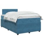 vidaXL Posteľ boxspring s matracom Modrá 120 x 200 cm Zamat – Obrázok 2