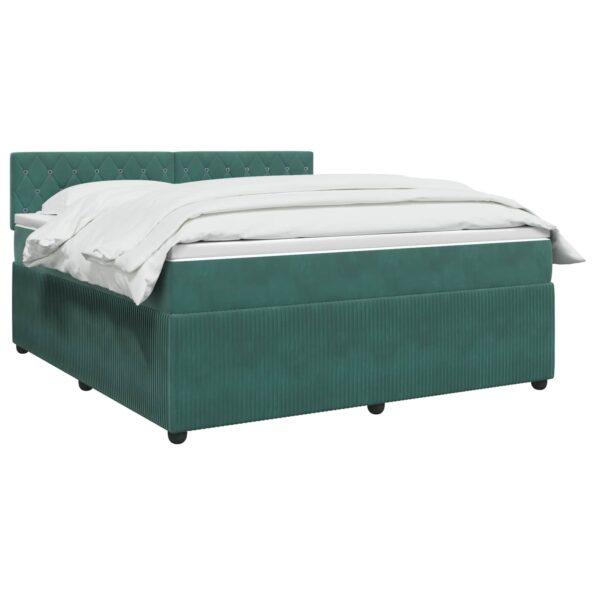 vidaXL Posteľ boxspring s matracom Tmavozelená 140 x 190 cm Zamat – Obrázok 2