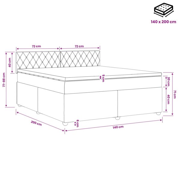 vidaXL Posteľ boxspring s matracom Tmavozelená 140 x 200 cm Zamat – Obrázok 11