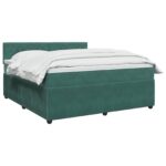 vidaXL Posteľ boxspring s matracom Tmavozelená 140 x 200 cm Zamat – Obrázok 2