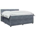 vidaXL Posteľ boxspring s matracom Tmavosivá 160 x 200 cm Zamat – Obrázok 2