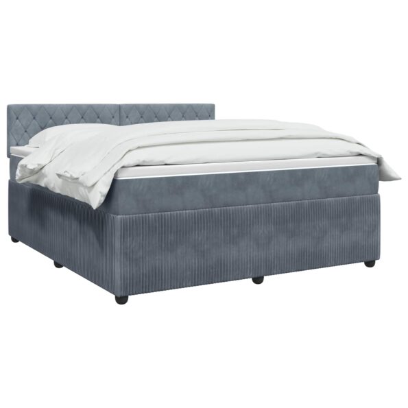 vidaXL Posteľ boxspring s matracom Tmavosivá 160 x 200 cm Zamat – Obrázok 2