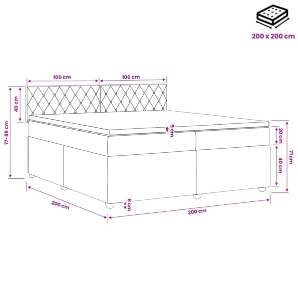 vidaXL Posteľ boxspring s matracom Tmavozelená 200 x 200 cm Zamat – Obrázok 11