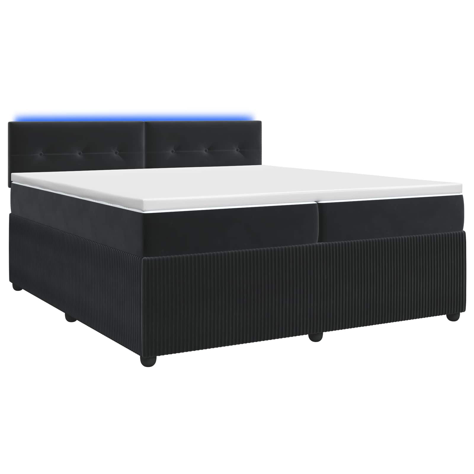 3453211_1.jpg vidaXL Posteľ boxspring s matracom Čierna 200 x 200 cm Zamat – Obrázok 1