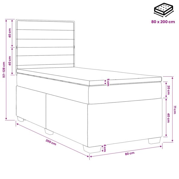 vidaXL Posteľ boxspring s matracom Čierna 80 x 200 cm Látka – Obrázok 10