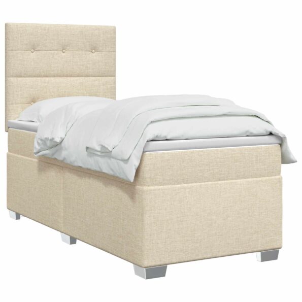 vidaXL Posteľ boxspring s matracom Krémová 90 x 190 cm Látka – Obrázok 2