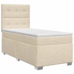 vidaXL Posteľ boxspring s matracom Krémová 90 x 200 cm Látka
