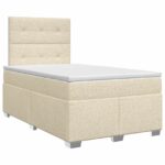 vidaXL Posteľ boxspring s matracom Krémová 120 x 190 cm Látka