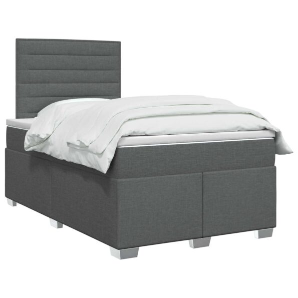 vidaXL Posteľ boxspring s matracom Tmavosivá 120 x 200 cm Látka – Obrázok 2