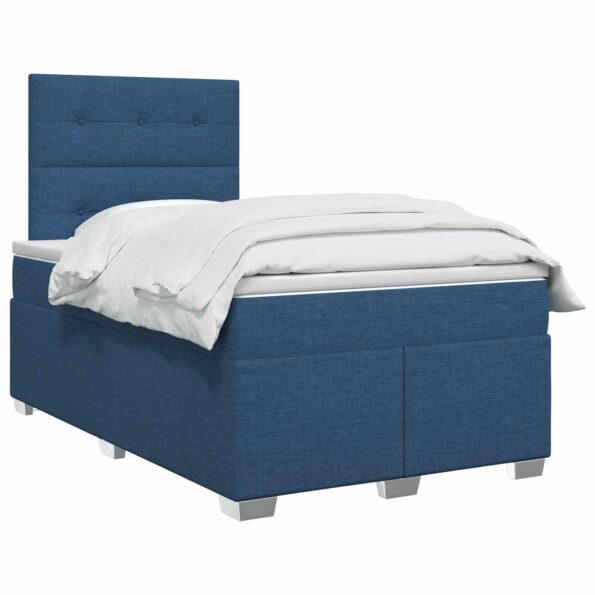 vidaXL Posteľ boxspring s matracom Modrá 120 x 200 cm Látka – Obrázok 2