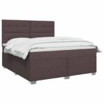 vidaXL Posteľ boxspring s matracom Tmavohnedá 140 x 190 cm Látka – Obrázok 2