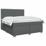 vidaXL Posteľ boxspring s matracom Tmavosivá 160 x 200 cm Látka – Obrázok 2