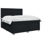 vidaXL Posteľ boxspring s matracom Čierna 160 x 200 cm Látka – Obrázok 3