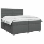 vidaXL Posteľ boxspring s matracom Tmavosivá 200 x 200 cm Látka – Obrázok 2