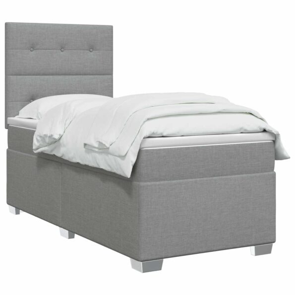 vidaXL Posteľ boxspring s matracom Svetlosivá Jednoduchý Látka – Obrázok 2