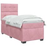 vidaXL Posteľ boxspring s matracom Ružová 80 x 200 cm Zamat – Obrázok 2