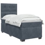 vidaXL Posteľ boxspring s matracom Tmavosivá 90 x 190 cm Zamat – Obrázok 2
