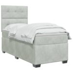 vidaXL Posteľ boxspring s matracom Svetlosivá 100 x 200 cm Zamat – Obrázok 2