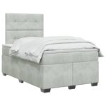 vidaXL Posteľ boxspring s matracom Svetlosivá 120 x 190 cm Zamat – Obrázok 2