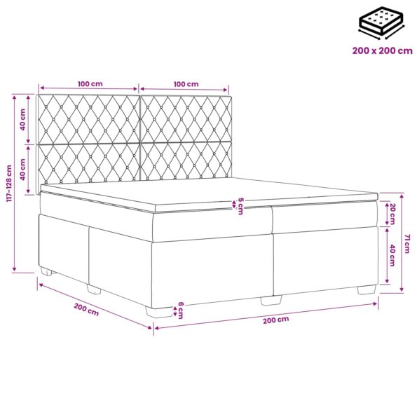 vidaXL Posteľ boxspring s matracom Tmavozelená 200 x 200 cm Zamat – Obrázok 10