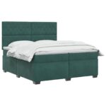 vidaXL Posteľ boxspring s matracom Tmavozelená 200 x 200 cm Zamat – Obrázok 2