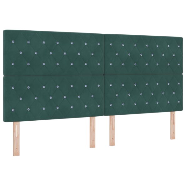 vidaXL Posteľ boxspring s matracom Tmavozelená 200 x 200 cm Zamat – Obrázok 3