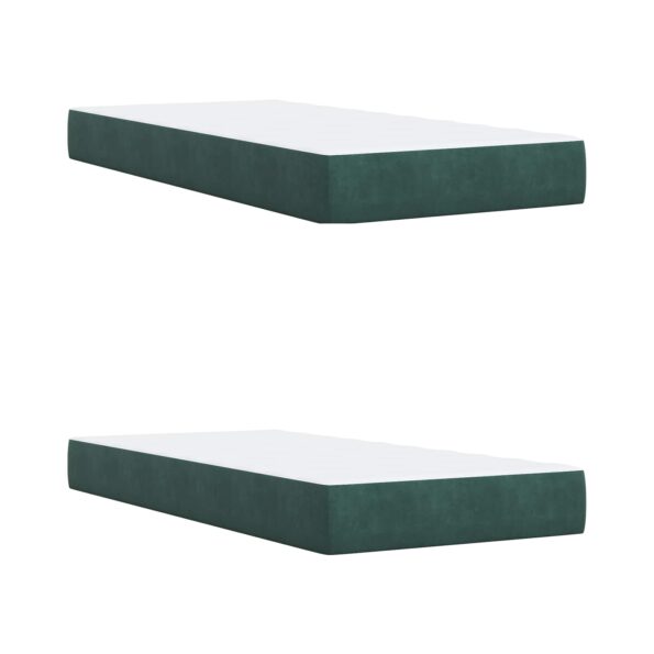 vidaXL Posteľ boxspring s matracom Tmavozelená 200 x 200 cm Zamat – Obrázok 5