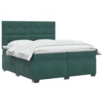 vidaXL Posteľ boxspring s matracom Tmavozelená 200 x 200 cm Zamat – Obrázok 2