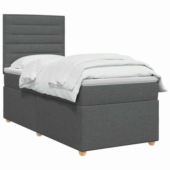 vidaXL Posteľ boxspring s matracom Tmavosivá 80 x 200 cm Látka – Obrázok 2