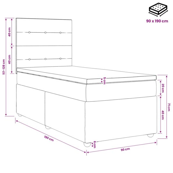 vidaXL Posteľ boxspring s matracom Sivohnedá 90 x 190 cm Látka – Obrázok 10