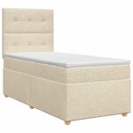 vidaXL Posteľ boxspring s matracom Krémová 90 x 190 cm Látka