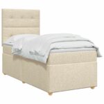 vidaXL Posteľ boxspring s matracom Krémová 90 x 190 cm Látka – Obrázok 2