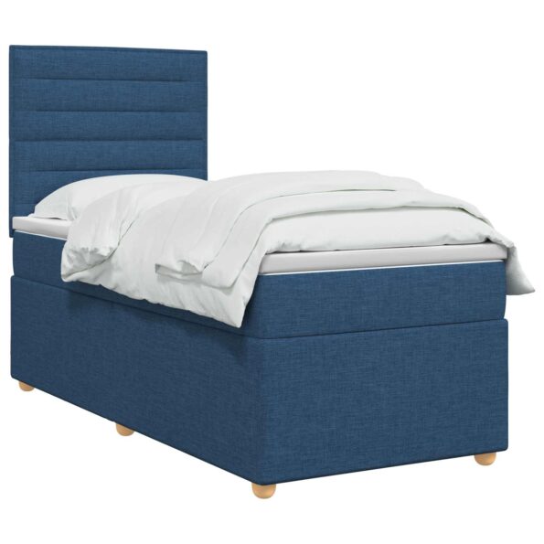 vidaXL Posteľ boxspring s matracom Modrá 90 x 200 cm Látka – Obrázok 2