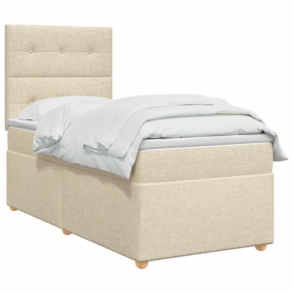 vidaXL Posteľ boxspring s matracom Krémová 100 x 200 cm Látka – Obrázok 2