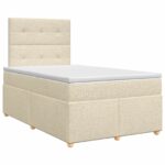vidaXL Posteľ boxspring s matracom Krémová 120 x 190 cm Látka