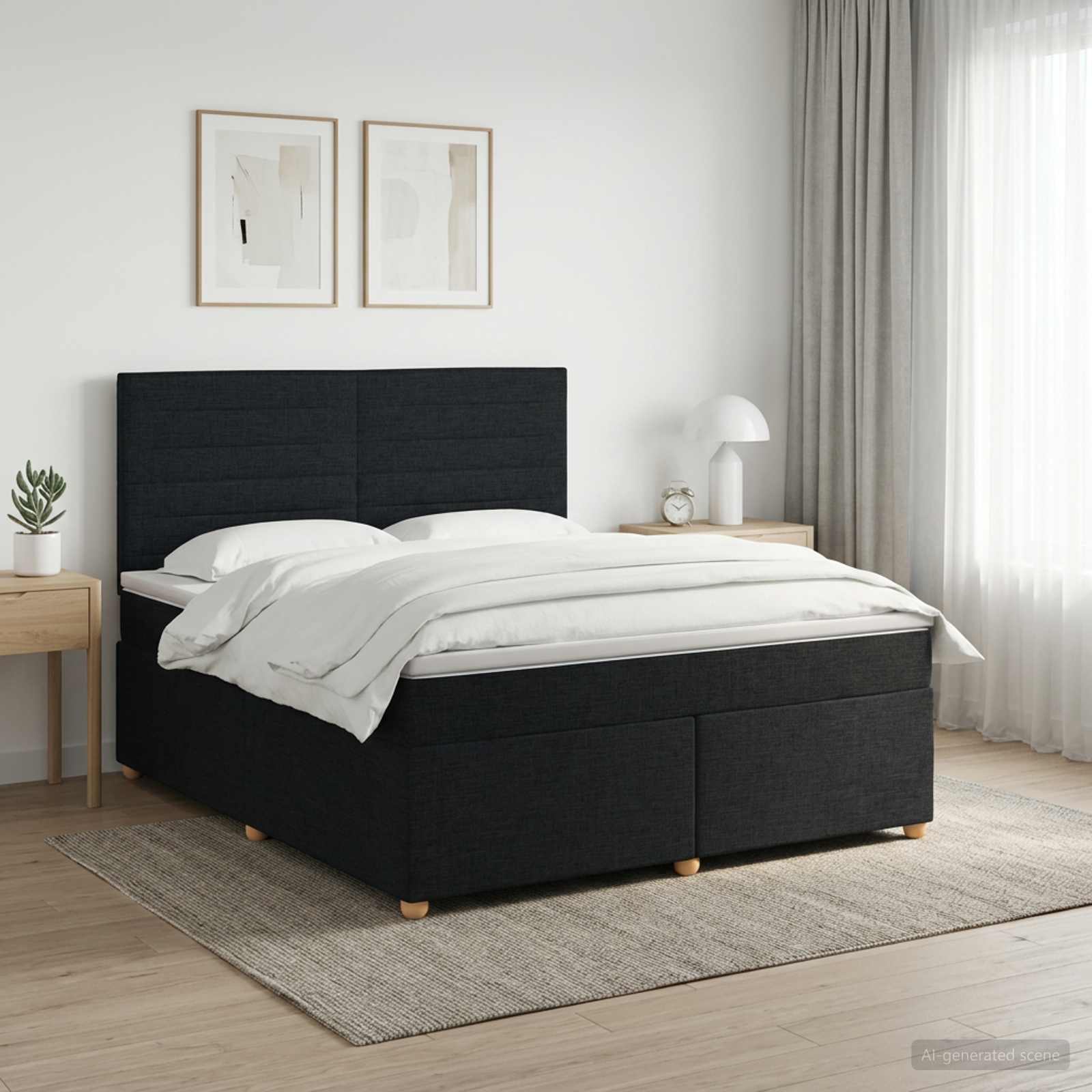 3453874_1.jpg vidaXL Posteľ boxspring s matracom Čierna 140 x 190 cm Látka – Obrázok 1