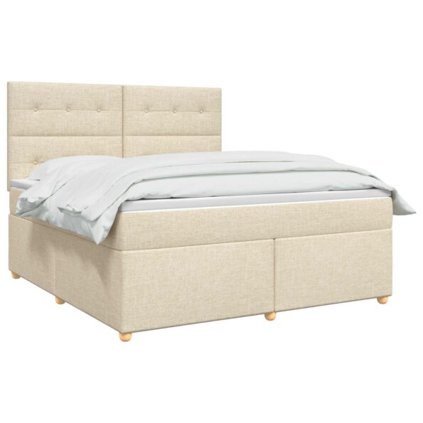 vidaXL Posteľ boxspring s matracom Krémová 140 x 190 cm Látka – Obrázok 2