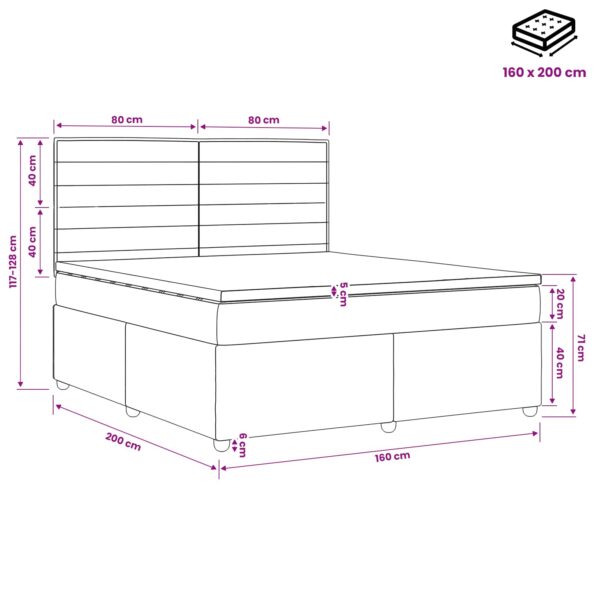 vidaXL Posteľ boxspring s matracom Čierna 160 x 200 cm Látka – Obrázok 11
