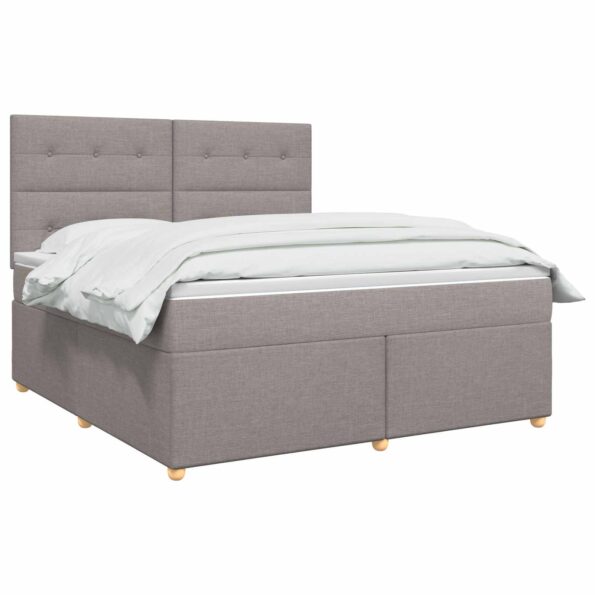 vidaXL Posteľ boxspring s matracom Sivohnedá 160 x 200 cm Látka – Obrázok 2