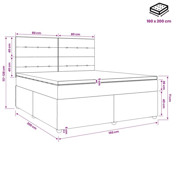 vidaXL Posteľ boxspring s matracom Modrá 160 x 200 cm Látka – Obrázok 10