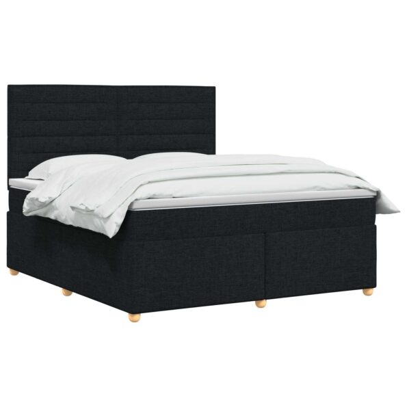 vidaXL Posteľ boxspring s matracom Čierna 180 x 200 cm Látka – Obrázok 3