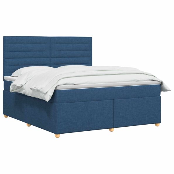 vidaXL Posteľ boxspring s matracom Modrá 180 x 200 cm Látka – Obrázok 2