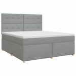 vidaXL Posteľ boxspring s matracom Svetlosivá 180 x 200 cm Látka