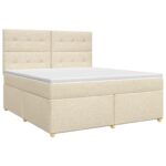 vidaXL Posteľ boxspring s matracom Krémová 180 x 200 cm Látka
