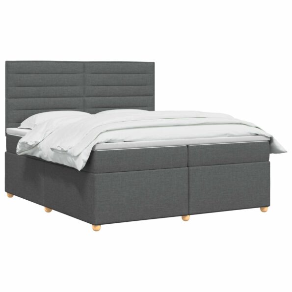 vidaXL Posteľ boxspring s matracom Tmavosivá 200 x 200 cm Látka – Obrázok 2
