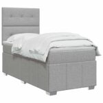 vidaXL Posteľ boxspring s matracom Svetlosivá 90 x 190 cm Látka – Obrázok 2