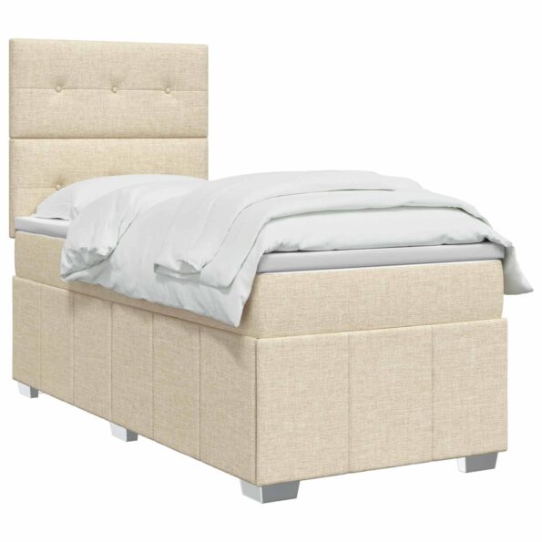 vidaXL Posteľ boxspring s matracom Krémová 90 x 200 cm Látka – Obrázok 2